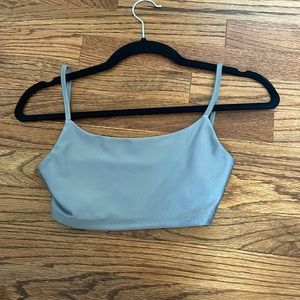 metallic gray crop top